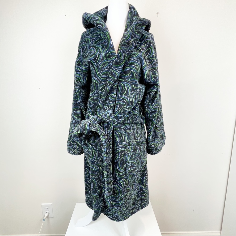 Vera Bradley Green and Blue Paisley Swirl Velour Robe‎ S/M